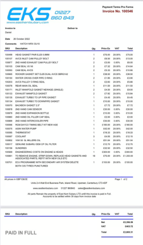 Subaru Impreza WRX EJ255 2.5 turbo engine open to offers